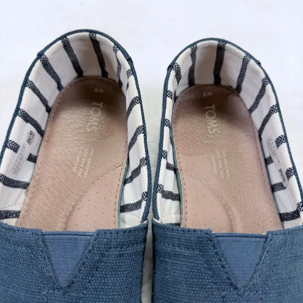 TOMS Alpargata Heritage Canvas Slip-On Flats Majolica Blue Women’s Size 9